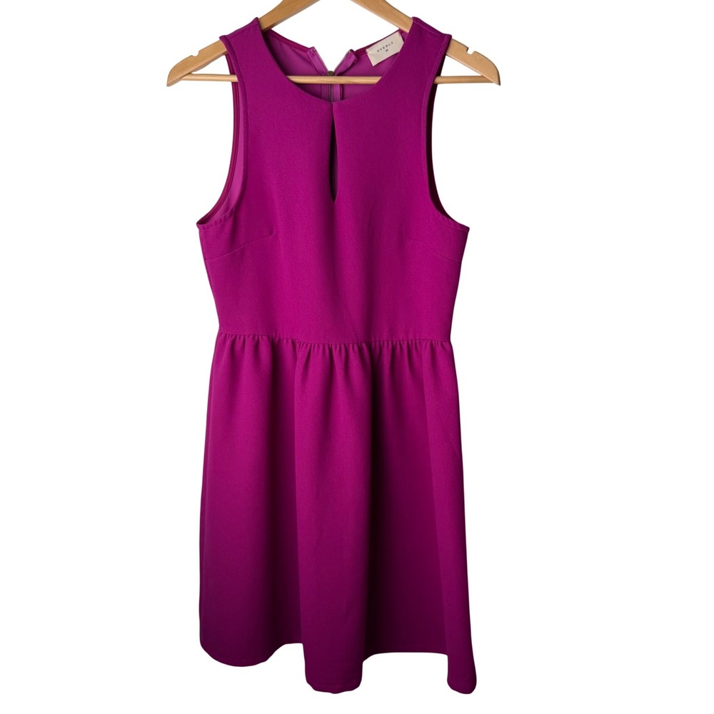 Everly Magenta Pink Mini Dress Textured Keyhole Fit & Flare‎ Barbiecore S